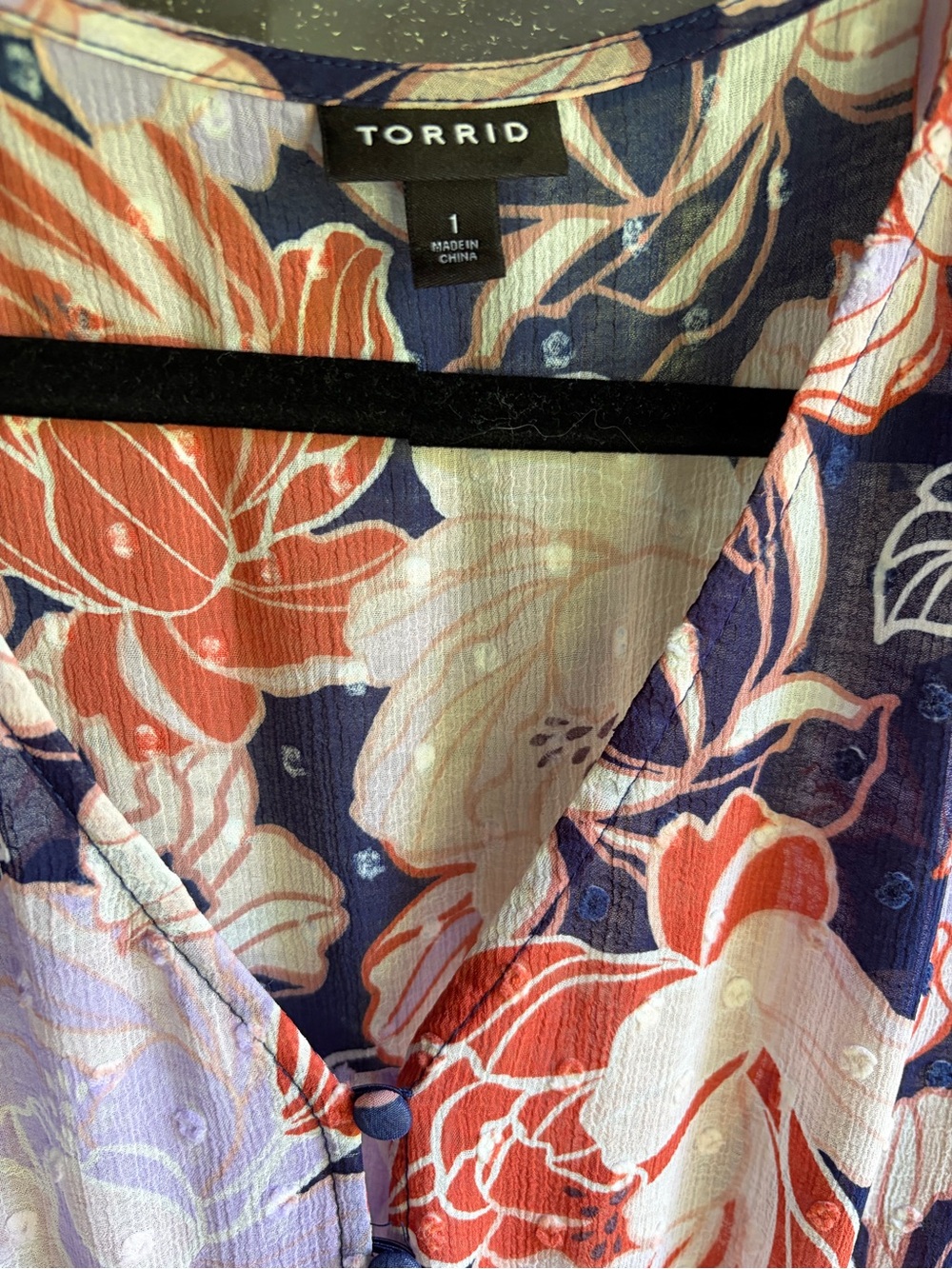 Torrid Floral Navy & Coral Tiered Dress - Picture 4 of 5